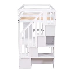 Merax Loft Bed Twin with Desk and Storage