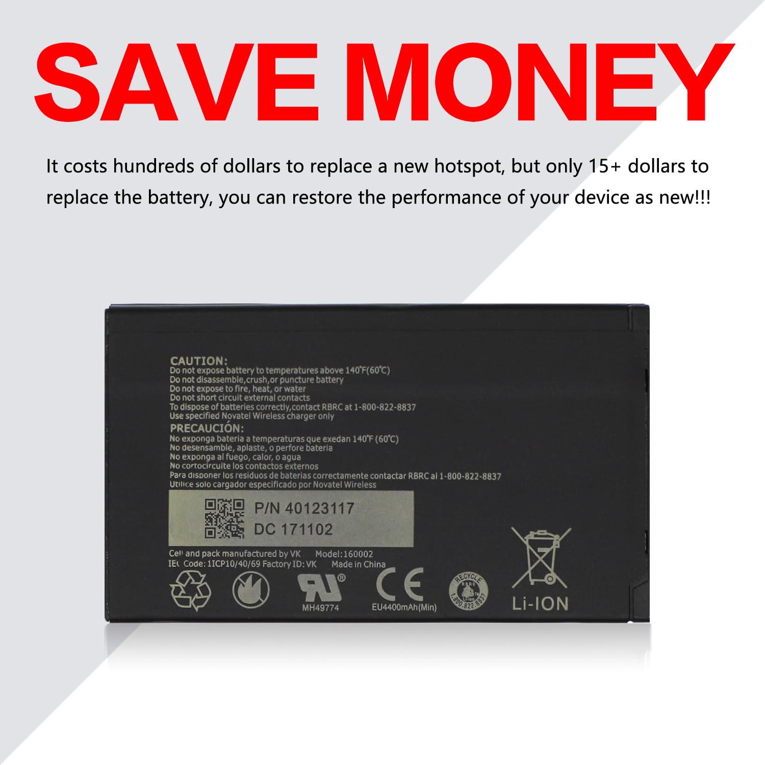 Battery Replacement for Verizon Jetpack Hotspot Novatel MiFi Wireless Jetpack MiFi 8800L 7730L / Verizon MiFi 7730L 8800L WiFi Mobile Hotspot