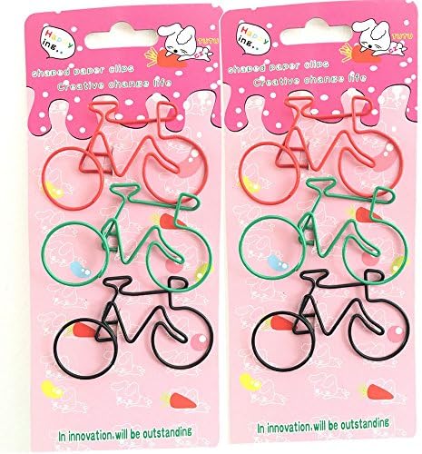 4 PCS D-Clips Bike Paper Clips, Colorful Bicycle Metal Card File Clips Pack for Art Crafts Scrapbooks Office School Supplies (Bicycle Paper Clip B)
