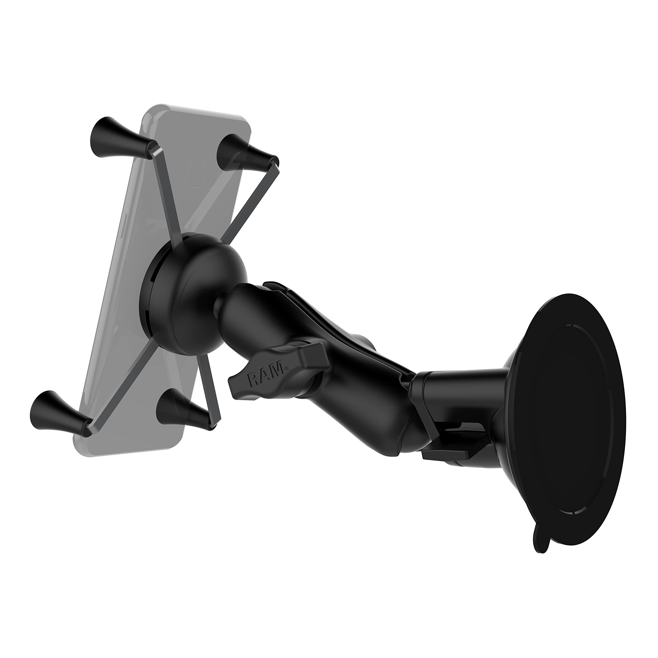 RAM Mounts X-Grip Large Phone Mount with RAM Twist-Lock Suction Cup Base RAM-B-166-UN10U with Medium Arm for Vehicle Windshields