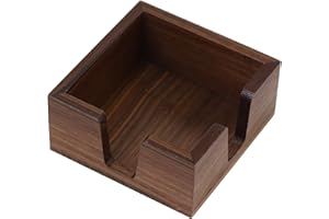 MultiBey Wooden Double Opening Sticky Note Holder, Black Walnut Self-Sticky Note Pads Holder, Wood Post it Note Dispenser Sticky Memo Holder Paper Dispenser Desk Accessory for Office Home