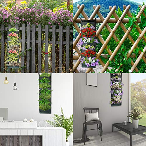 KORAM 7 Pockets Wall Hanging Planter, Upgraded Vertical Garden Planter Deeper and Bigger for Indoor & Outdoor Planting Home Balcony Yard Decoration Better Waterproof