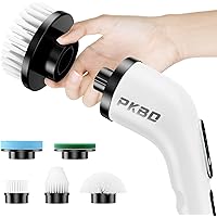 PKBD Electric Spin Scrubber, 2025 Upgrade Waterproof Cordless Scrubber with 8 Replaceable Heads, Electric Quantity Digital Di