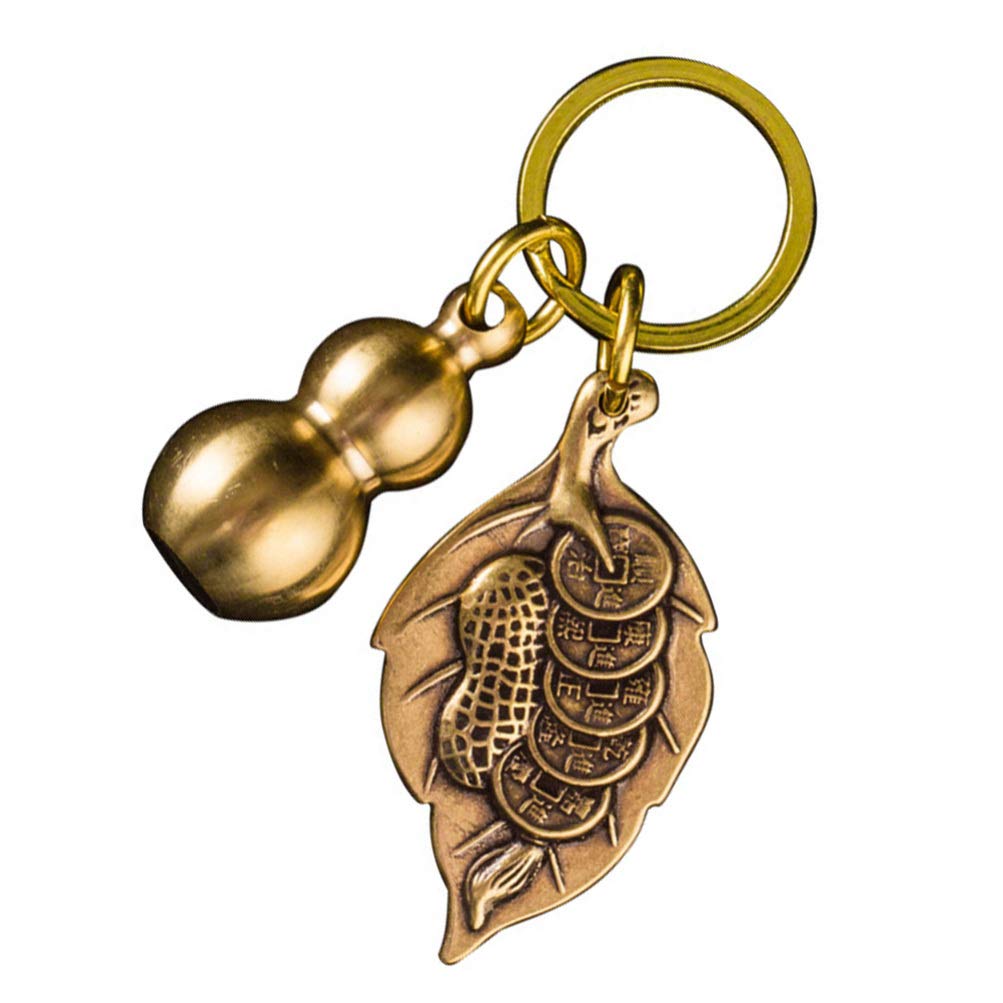 IMIKEYA Gourd Keychain Leaf Charm Keyring Pendant Feng Shui Wu Lou Keyring Chinese Hulu Wealth Keychain DIY Making Findings