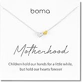 Boma Jewelry Sentiments Collection Motherhood Sterling Silver Two Hearts with 14kt Gold Vermiel Necklace, 18 Inches