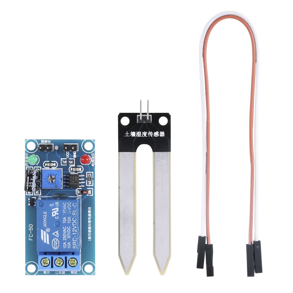 Akozon DC12V Soil Moisture Sensor Relay Control Module Soil Moisture Meter Automatic Watering Switch for Garden Plant Care Automatic Watering System