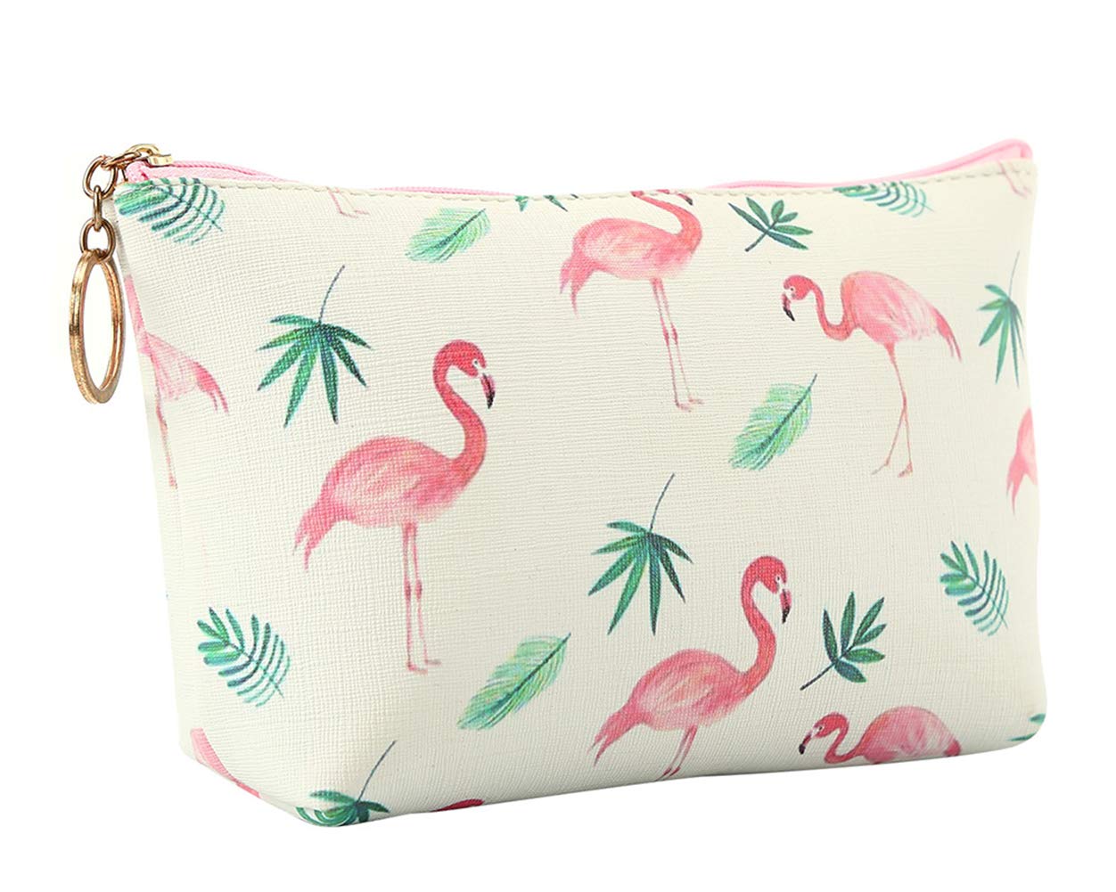 JunNeng Portable Makeup Bag Cute Cosmetic Pouch Bag with Zipper Small Toiletry Organiser Pouch for Girls Women Multifunction Coin Purse Handbag, White