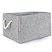 TheWarmHome Storage Bins Basket - Storage Baskets for Organizing Shelves,Home Closet Organizer for Book Shelf Organization,Fabric Storage Cubes,Medium Decorative Grey Basket Gift