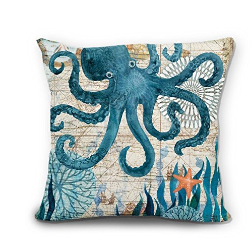 Buy wendana Ocean Theme Cute Octopus Linen Pillow Covers Decorative 18