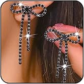 Sparkly Rhinestone Bow Dangling Earrings for Women Colourful Crystal Bowknot Chandelier Tassel Earrings Shiny Formal Earrings Bridal Wedding Accessory