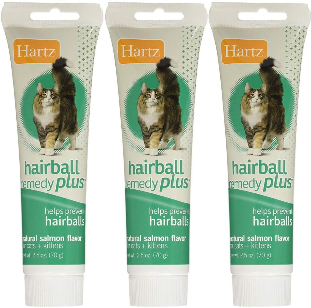 Hartz Hairball Remedy Plus Salmon Flavored Paste for Cats and Kittens (Pack of 3) (Salmon, 3)