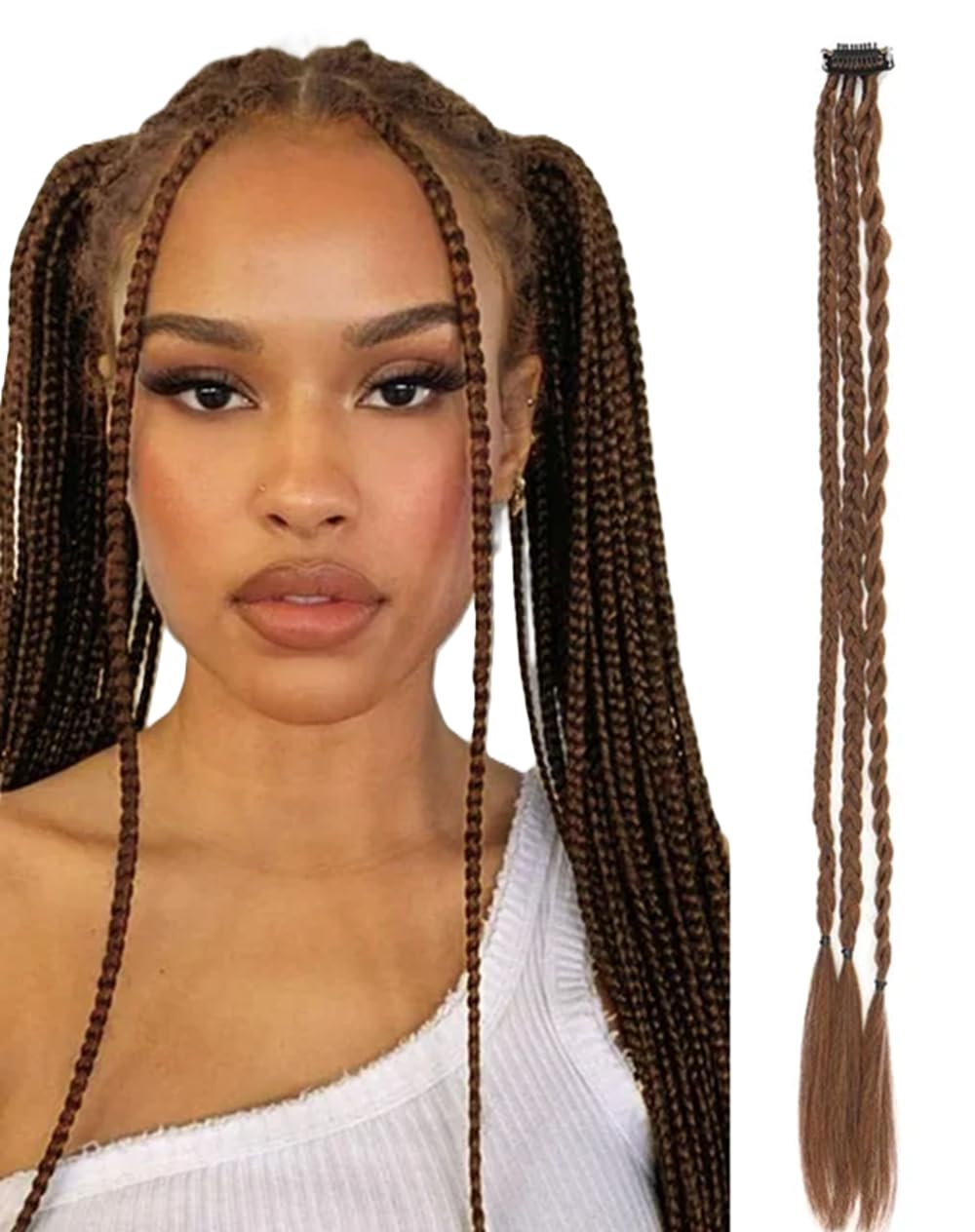 Hair Extensions Clip In Box Braids (Light Brown) โ image 1