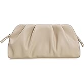 CHARMING TAILOR Chic Soft Vegan Leather Clutch Bag Dressy Pleated PU Evening Purse for Women