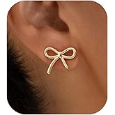 PRTGL Stud Earrings for Women- 14K Gold/White Gold Plated/Black Bow Dragon Softball Snake Bat Stud Earrings