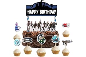 ELSANI Gaming Cake Topper Set 24pcs Cupcake Toppers and 1pc Cake Topper Birthday Party Supplies Decorations | Cake topper designs may vary