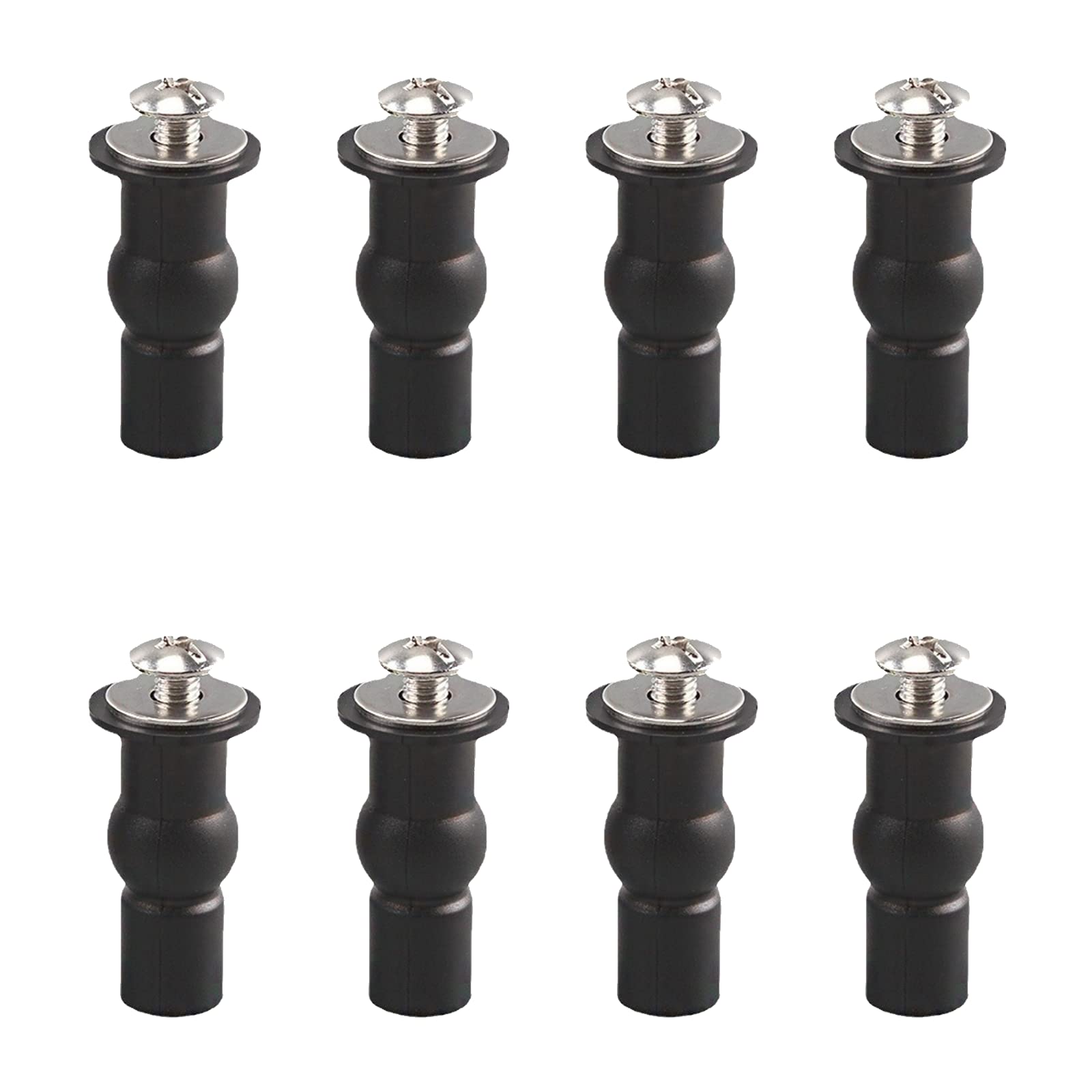 8 Pack Toilet Seat Screws Universal Toilet Seat Fixings Black Toilet Seat Hinges Expanding Rubber Top Nuts Screw Fixings WC Blind Hole Fittings