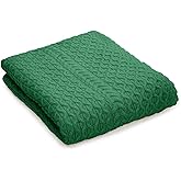 SAOL King Size Bed Throw Blanket Irish Aran Soft Merino Wool 92x78 Inches (Green)