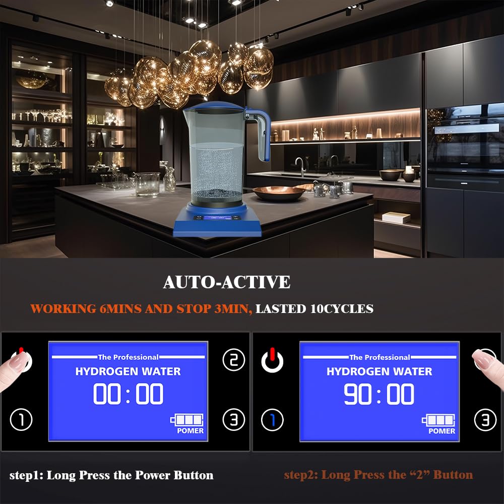 GOSOIT Hydrogen Alkaline Water Machine Generator Maker,Hydrogen Alkaline Water Pitcher Dispenser Ionized Water LED Display and Smart Touch Operation,Used for Home and Office 2.0 L…