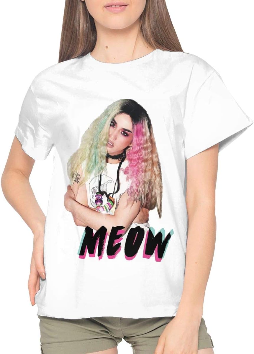 Adore Delano-Meow Women Music Band Shirt Fashion Cotton Short Sleeve Round Neck T-Shirts Black