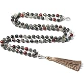 BALIBALI 108 Mala Beads Semi-Precious Gem Stones Meditation Necklace with Tree of Life Pendant