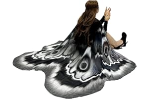 RYSHMAN Halloween Butterfly Wings Costume for Women Girls Printed Moth Cape Shawl Wrap Moth Butterfly Cloak
