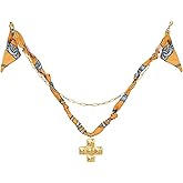 DoDoBeads Cross Scarf Necklace for Women, Bandana Necklace with Chunky Cross and Paperclip Chain, Stainless-Steel Non Tarnish Gold, Fashion Jewelry Gift