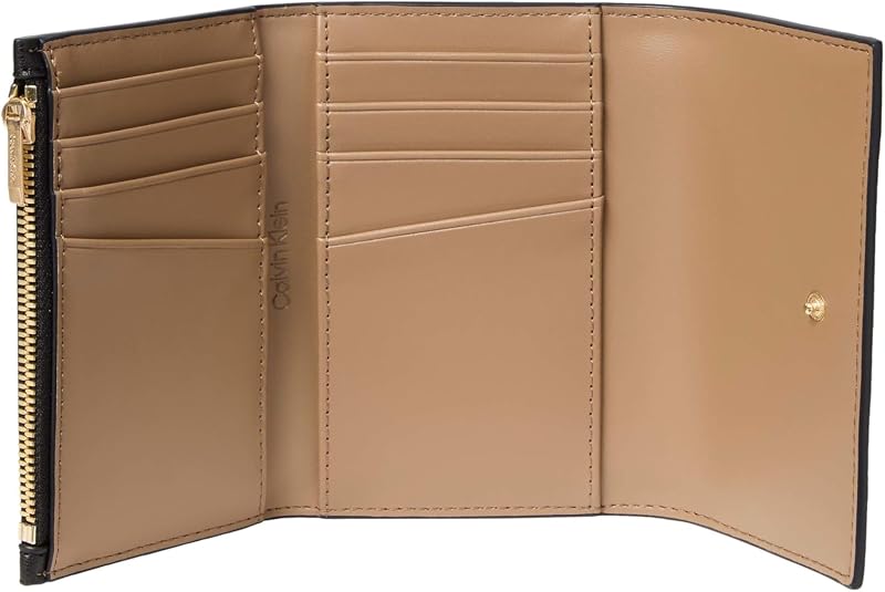 Portefeuille Foil à Trois Volets avec Poche zippée pour Femme, Noir (Noir/Noix de Coco grillée), Taille Unique, Noir (Noir/Noix de Coco grillée), One Size