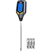 NDI Soil Moisture Meter,5-in-1 Soil Test Kit Tool with Moisture,Light,PH,Temperature and Salinity for Gardening, Farm, Lawn, 