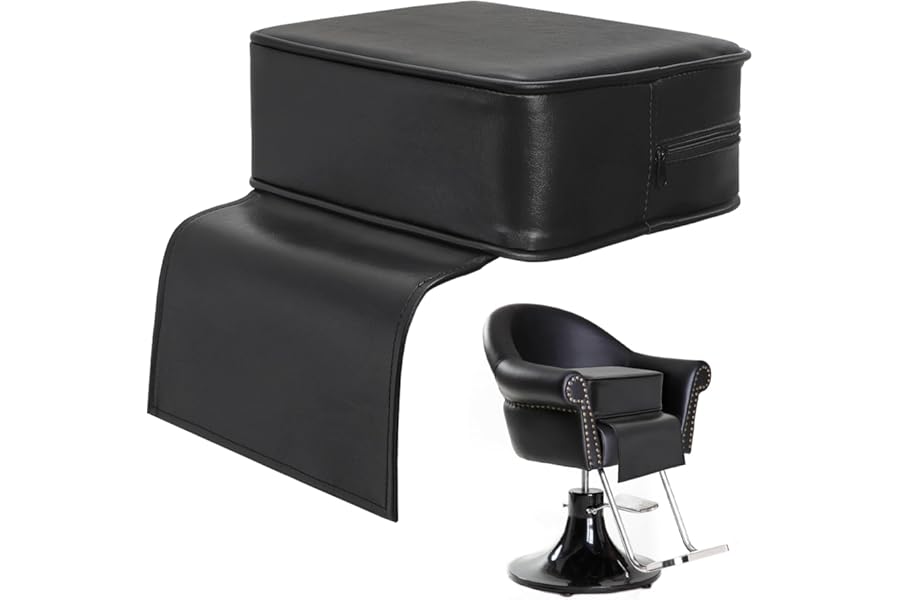 Yarlung Salon Booster Seat Cushion for Hair Cutting, Soft PU Leather Barber Chair Cushion Thick Rise Seat for Hair Styling, Black