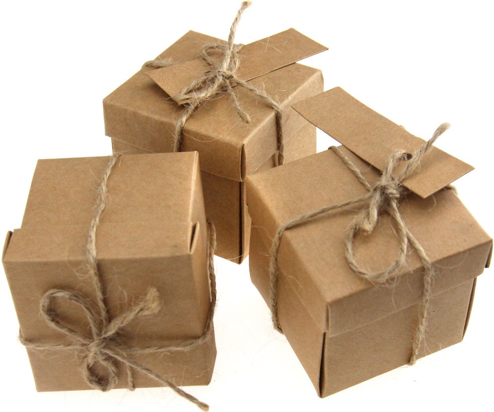 20 x Kraft Wedding Party Candy Boxes Rustic Favour Gift w/Gift Tags Strings
