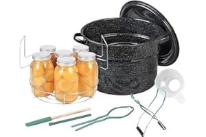 Granite Ware 8 Piece enameled Steel Water Bath Canning Pot Set. Includes 5 Piece Toolset and Rack. Canning Supplies Starter k