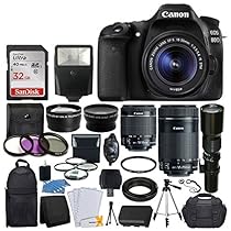Canon EOS 80D DSLR Camera Body + Canon EF-S 18-55mm + Canon EF-S 55-250mm Lens & Telephoto 500mm f/8.0 (Long) + Wide Angle Lens + 58mm 2x Lens + Macro Filter Kit + 32GB Memory Card + Accessory Bundle
