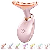 ELISHINE Red Light Therapy for Face and Neck, 7 Color Light Based Face Massager Tool, Portable Skin Care Tool for Firming, Tightening and Lifting (Glossy Pink)
