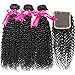Hermosa Brazilian Curly Human Hair Bundles with Closure Grade 10A Virgin Unprocessed Brazilian Hair Weave Bundles with Closure Free Part 10 12 14 with 8