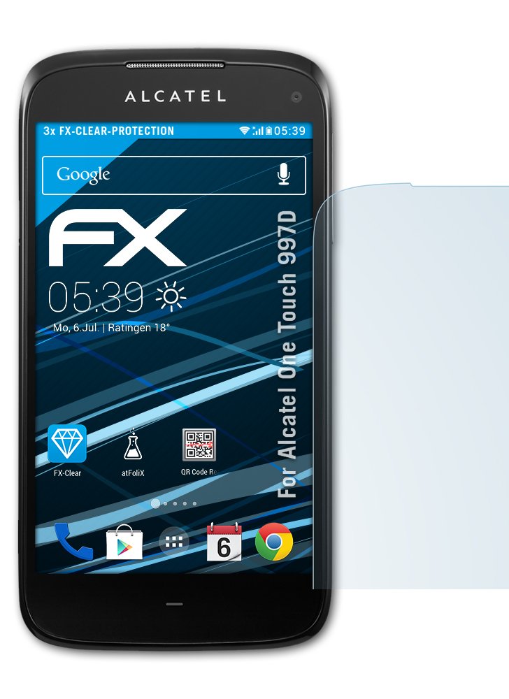 atFoliX FX-Clear Premium Display Protection Film for Alcatel One Touch 997D Dual Sim Crystal-Clear Pack of 3