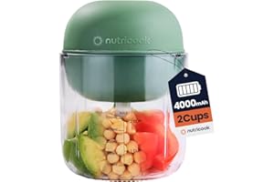 Nutricook Choppi Cordless Electric Vegetable Chopper & Mini Food Processor for Dicing, Shredding, Mincing, and Puree, Portable and Rechargeable, 2-Cup, 500 mL, 4000 mAh Battery, Sage Green