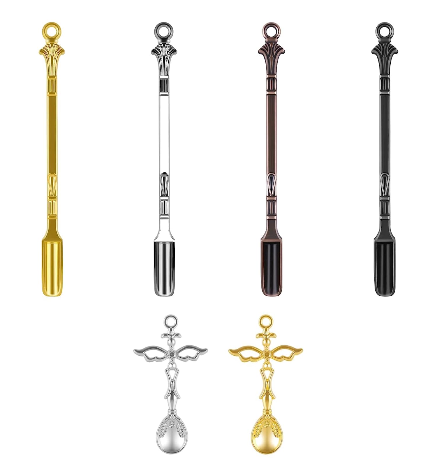 OEIOTEI Pack of 6 Micro Scoop Stainless Steel Medicine Spoon Laboratory Sampling Spoon Snuff Spoon Metal Snuff Powder Scoop Powder Scoop Powder Scoop Spice Shovel Mini Shovel Spoon for Salts, Sand