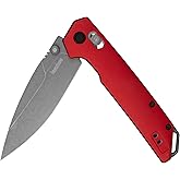 Kershaw Iridium Pocket Knife, Red, 3.4 Inch Spear Point Blade | EDC with Thumb Stud Opening, Reversible Deep Carry, Duralock, Everyday Carry for Men and Women