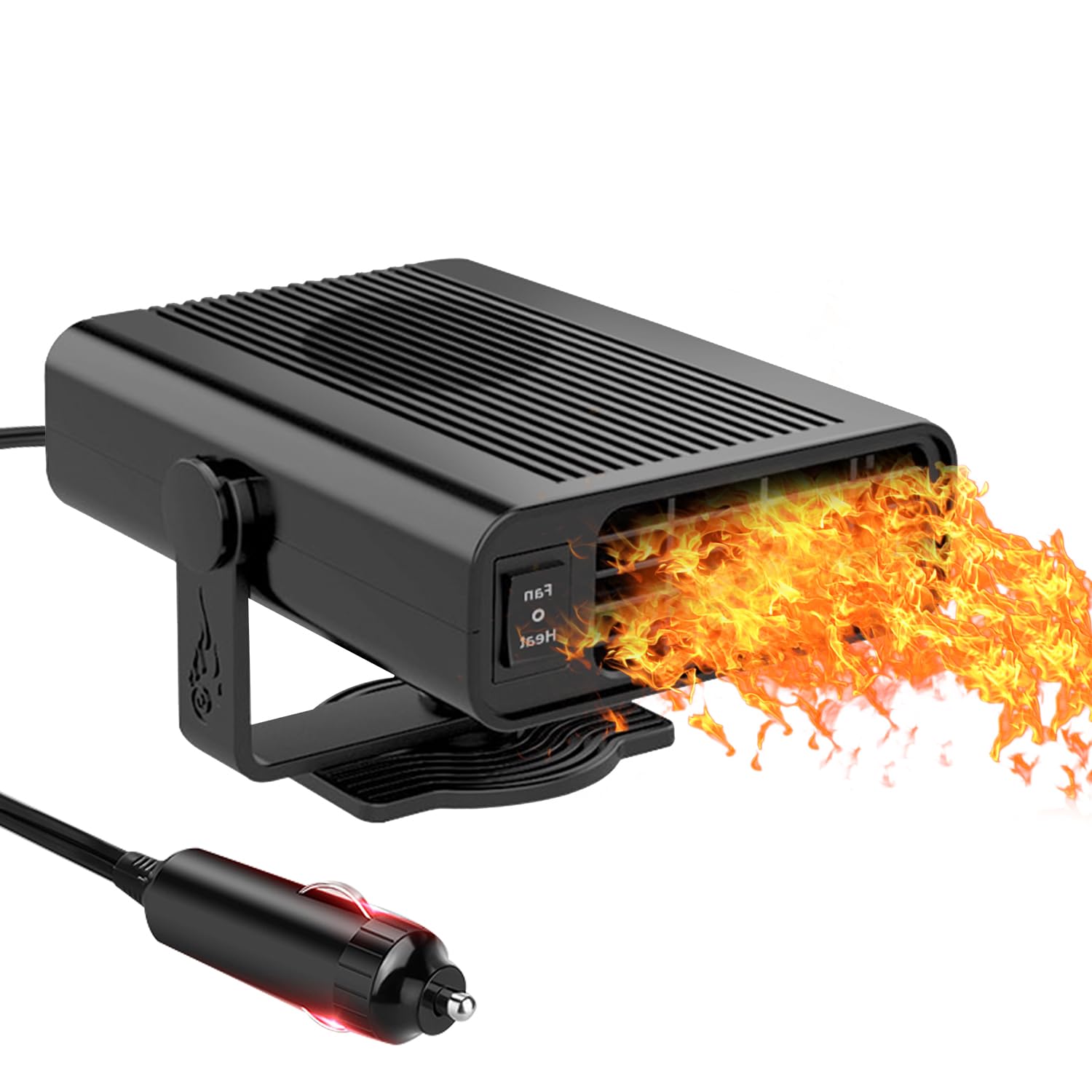 Photo 1 of 200W Car Heater,12V Portable Car Heater that Plugs Into Cigarette Lighter Electric Car Heater Defroster, 2 in 1 Heating & Cooling Fast Heating Defrost Defogger with Plug in Cigarette Lighter (Black)