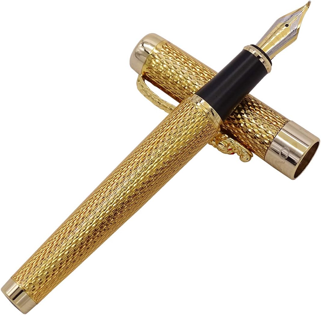 Jinhao 1200 Stylo Roller Dragon D’Or Rouge Cristal – Édition Yeux De Dragon, Design Luxe, Recharge Incluse