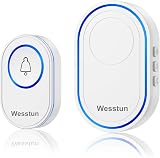 wesstun Wireless Doorbell Waterproof Kit 39 Chimes 5 Volume Levels White view 1