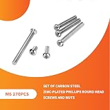 Vwoqiy 270 Pcs M6 Screws Nuts Washers Set Galvanized Pan Head Cross view 4