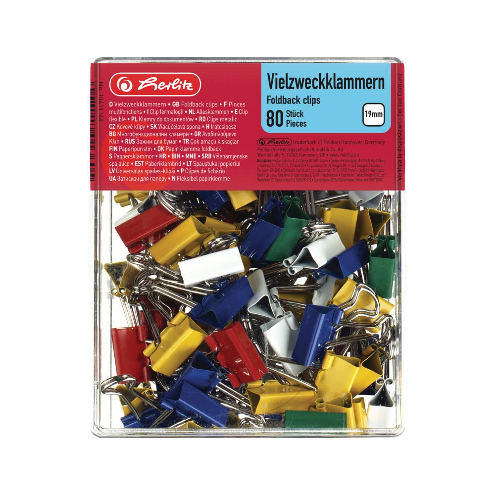 Herlitz 19mm Fold Back Clips (80 Pieces)