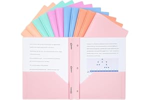 XRUNMIX Two-Pocket-Folders with 3 Prongs, Letter Size Plastic Folders with Pockets and Prongs, Poly Plastic Folders for Office & School. 6 Pastel Colors (Pastel Color -12 Packs)