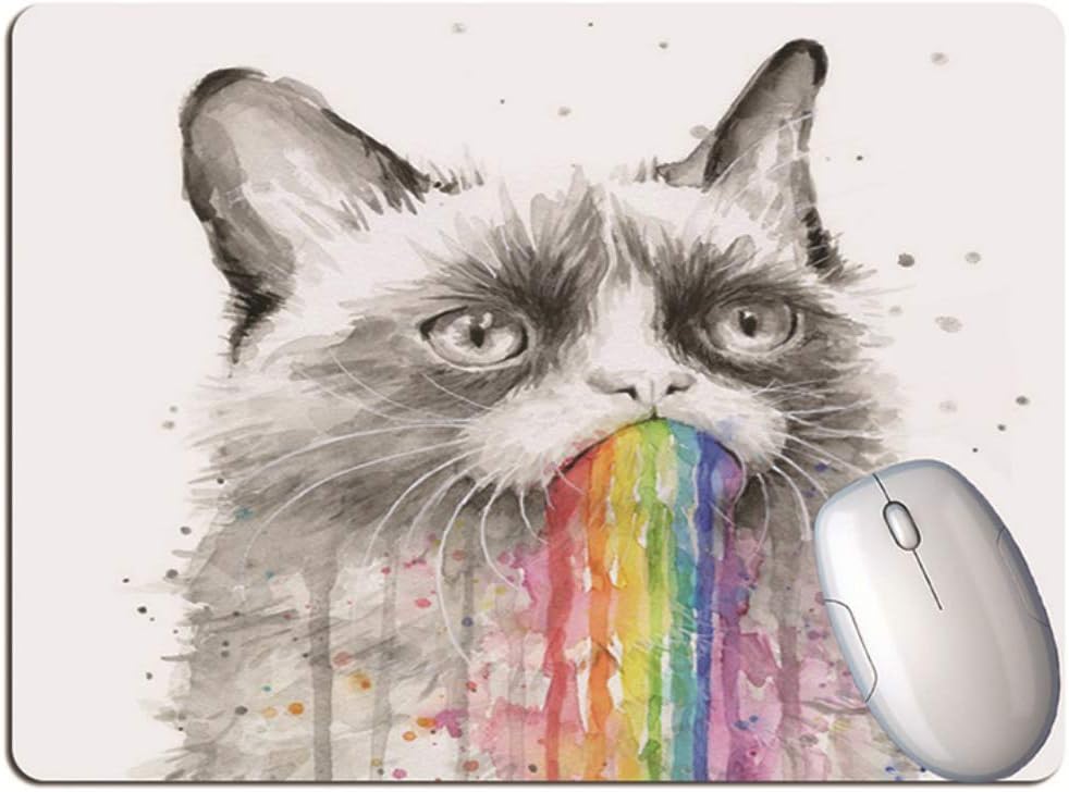 Alfombrilla De Ratón Para Juegos, Gatito Gris Escupe Agua Colorida