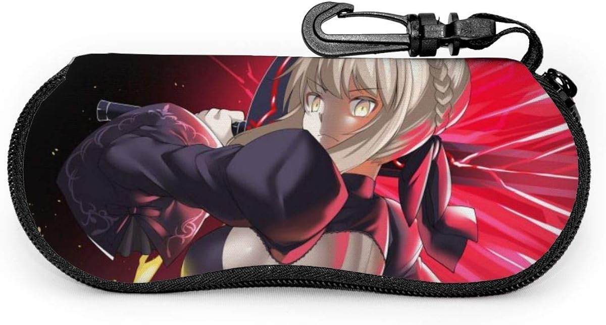 Glasses Case Anime Saber EyePortable Eyeglasses Bag With Carabiner Hook Sunglasses Pouch Bag