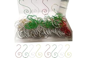 WzioEpul Christmas Tree Ornament Hooks - Swirl Tree Decorative Metal Wire Hangers S-Shape Spiral Xmas Holiday Ornament Hanger for Hanging Decorations (120pcs Silve & Gold & Red &Green)