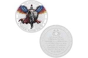 RUMKOU The Archangel St Michael Challenge Coin Collector - Psalm 91:10-11 (Silvery)