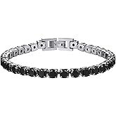 PROSTEEL Cubic Zirconiaic Tennis Bracelet for Women, 18K Gold Plated Stainless Steel Clear/Black Tennis Bracelets, Size 6.5/7.5 Inch, Come Box
