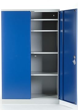 Stahlschrank Werkstattschrank Aktenschrank grau/blau | Höhe 195 cm - KOMPLETT MONTIERT (60, 120)